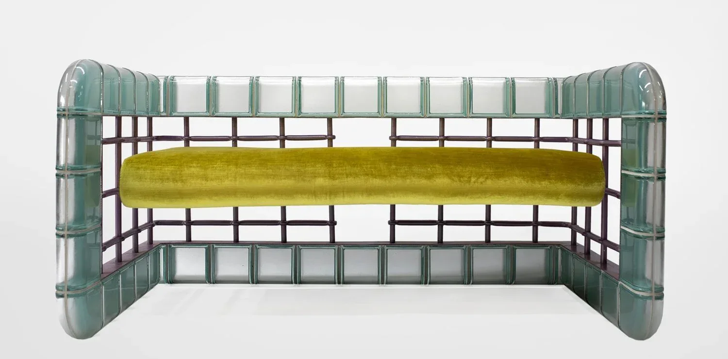 Green metal storage crate with yellow interior panel, rendered 3D product visualization by Dustin John.