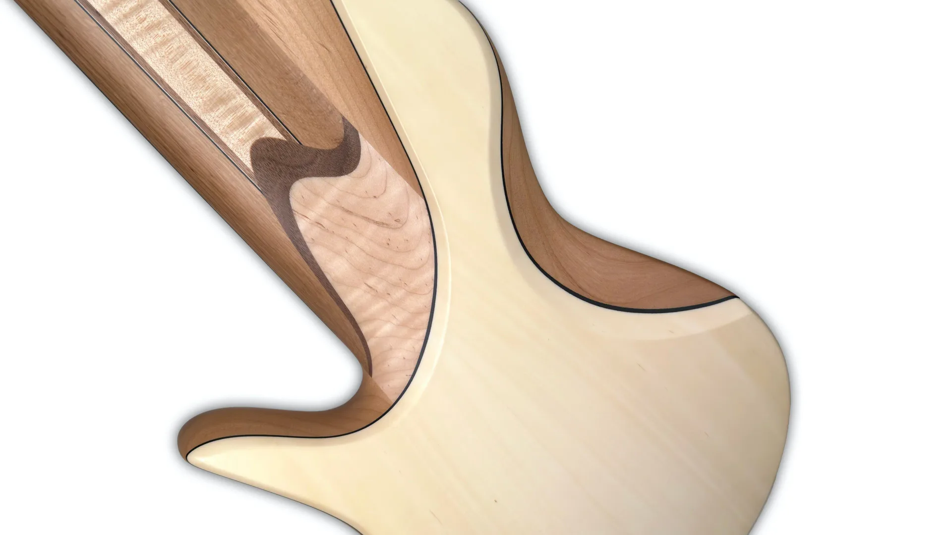 Stylized illustration of an acoustic guitar body with warm wood tones and cream-colored front, showing the characteristic cutaway design and f-holes by Fodera Guitars.