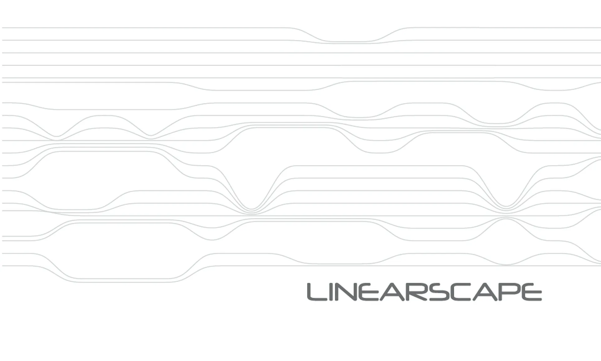 Linear architectural concept drawing with flowing horizontal lines and organic geometric forms in light gray linework by Linearscape.
