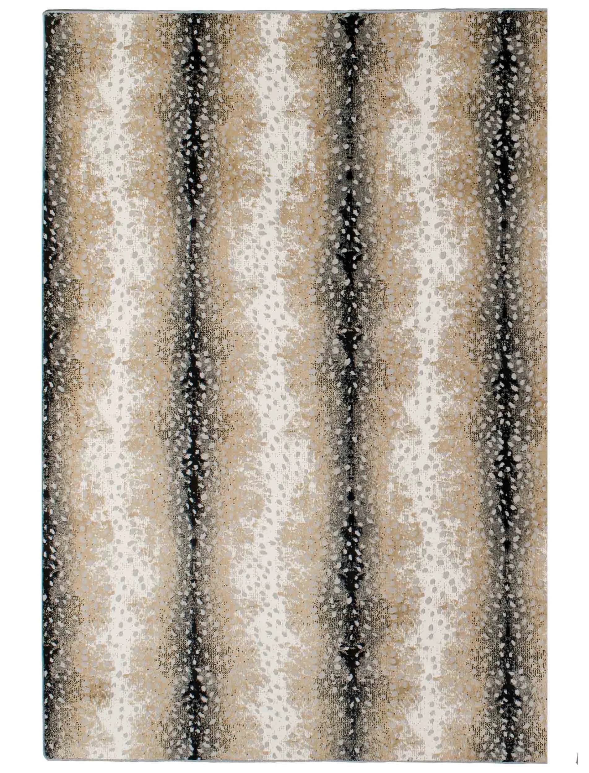 Vertical striped carpet pattern featuring alternating bands of cream, taupe, and black textures creating a sophisticated tonal design by Stark Carpet.
